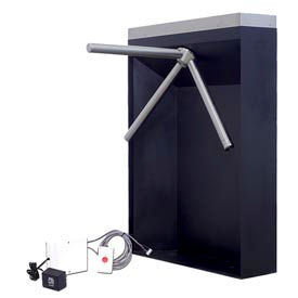 Turnstile Security Systems Inc 1102-BL-FE 3-Arm Mechanical Turnstile Right Handed w/ Free Exit - Black Cabinet image.