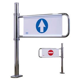 Turnstile Security Systems Inc 2001-M-EX Self Closing Swing Gate w/ Left Handed Exit - Mirror Chrome image.