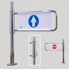 Turnstile Security Systems Inc 2021-M-EX Electronically Locking Swing Gate w/ Left Handed Exit - Mirror Chrome image.