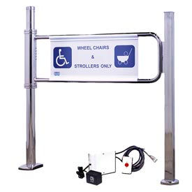 Turnstile Security Systems Inc 2041-S-ML Magnetically Locking Swing Gate w/ Left Handed Handicap - Satin Chrome image.