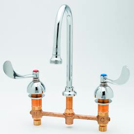 T & S Brass B-2865-04 T&S® B-2865-04 Medical Lavatory Faucet, Deck Mount, 8" Centerset, Gooseneck w/ Rosespray image.