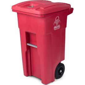 Toter RMN32-00RED Toter Regulated Medical Waste Cart With Bio Hazard Logo, 32 Gallon - Red image.