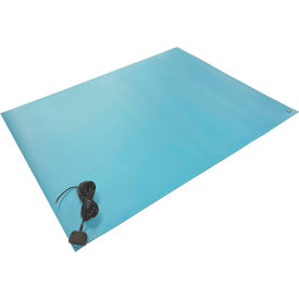 Transforming Technologies MT4000 Textured Rubber Table Mat 36" x 24" x 0.08" Light Blue 
