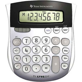 Texas Instruments TI1795SV Texas Instruments 8-Digit Calculator, TI1795SV, W/Tax Key, 4-7/8" X 5-2/3" X 1", Grey image.