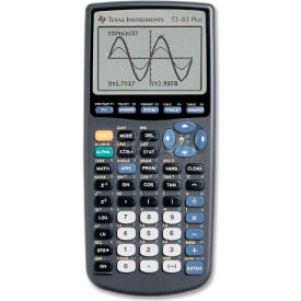 Texas Instruments TI83PLUS Texas Instruments Graphing Calculator, TI83PLUS, 8 X 16 Display, 3-1/2" X 7-1/3" X 1", Black image.