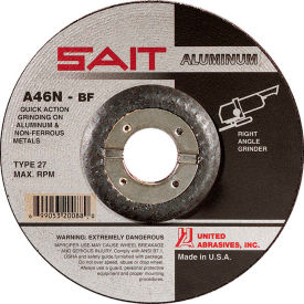 UNITED ABRASIVES, INC 20072 United Abrasives - Sait 20072 Depressed Center Wheel T27 A46N 5"x 1/4" x 7/8" 46 Grit Aluminum Oxide image.