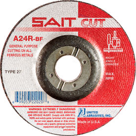 UNITED ABRASIVES, INC 22020 United Abrasives - Sait 22020 Cut Off Wheel Type 27 A24R 4-1/2" x 7/8" 24 Grit Aluminum Oxide image.