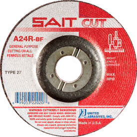 UNITED ABRASIVES, INC 22045 United Abrasives - Sait 22045 Depressed Center Wheel T27 A24R 6"x 1/8" x 7/8" 24 Grit Aluminum Oxide image.