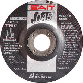 UNITED ABRASIVES, INC 22345 United Abrasives - Sait 22345 Depressed Center Wheel T27 4-1/2"x .045" x 7/8" 46 Grit Alum. Oxide image.