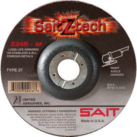 UNITED ABRASIVES, INC 22604 United Abrasives - Sait 22604 Depressed Center Wheel T27 Z-TECH 7"x 1/4" x 7/8" 24 Grit Zirconium image.