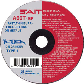 UNITED ABRASIVES, INC 23041 United Abrasives - Sait 23041 Cut Off Wheel Type 1 A60T 3" x 1/16" x 3/8" 60 Grit Aluminum Oxide image.
