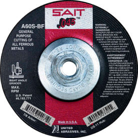 UNITED ABRASIVES, INC 23318 United Abrasives - Sait 23318 Depressed Center Wheel T1 4-1/2"x .045" x 5/8-11" 60 Grit Alum. Oxide image.