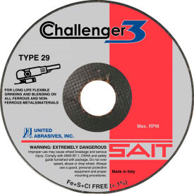 UNITED ABRASIVES, INC 27610*****##* United Abrasives - Sait 27610 Challenger III Grinding Wheel Type 29 4-1/2 " x 1/8 " x 7/8" 36 Grit image.