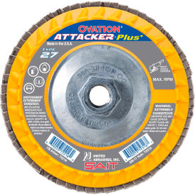 UNITED ABRASIVES, INC 72316 United Abrasives - Sait 72316 Ovation Attacker Flap Disc T27 5"x 5/8-11" 60 Grit Zirconium image.