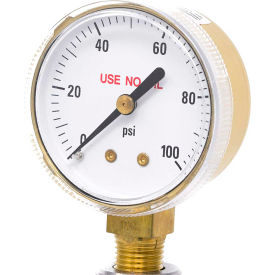 ENGINEERED SPECIALTY PRODUCTS, INC 501D-UNO-204E PIC Gauges 2" UNO Pressure Gauge, 1/4" NPT, Dry, 0/100 PSI, Lower Mount, 501D-UNO-204E image.