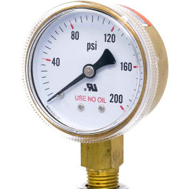 ENGINEERED SPECIALTY PRODUCTS, INC 501D-UNO-204G PIC Gauges 2" UNO Pressure Gauge, 1/4" NPT, Dry, 0/200 PSI, Lower Mount, 501D-UNO-204G image.