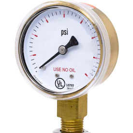 ENGINEERED SPECIALTY PRODUCTS, INC 501D-UNO-204P PIC Gauges 2" UNO Pressure Gauge, 1/4" NPT, Dry, 0/3000 PSI, Lower Mount, 501D-UNO-204P image.