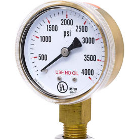 ENGINEERED SPECIALTY PRODUCTS, INC 501D-UNO-204Q PIC Gauges 2" UNO Pressure Gauge, 1/4" NPT, Dry, 0/4000 PSI, Lower Mount, 501D-UNO-204Q image.