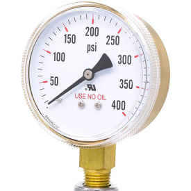 ENGINEERED SPECIALTY PRODUCTS, INC 501D-UNO-254I PIC Gauges 2.5" UNO Pressure Gauge, 1/4" NPT, Dry, 0/400 PSI, Lower Mount, 501D-UNO-254I image.