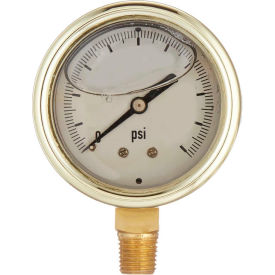 ENGINEERED SPECIALTY PRODUCTS, INC 601L-254E PIC Gauges 2.5" Forged Brass Pressure Gauge, 1/4" NPT, 0/100 PSI, Glycerine Filled, LM 601L-254E image.