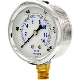 ENGINEERED SPECIALTY PRODUCTS, INC PRO-201L-254G Pic Gauges 2-1/2" Vacuum Gauge, Liquid Filled, 200 PSI, Stainless Case, Lower Mount, PRO-201L-254G image.