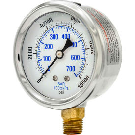 ENGINEERED SPECIALTY PRODUCTS, INC PRO-201L-254U Pic Gauges 2-1/2" Vacuum Gauge, Liquid Filled, 10,000 PSI, SS Case, Lower Mount, PRO-201L-254S image.