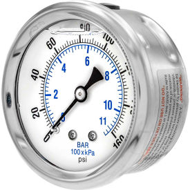 ENGINEERED SPECIALTY PRODUCTS, INC PRO-202L-254F Pic Gauges 2 1/2" Pressure Gauge, Liquid Filled, 160 PSI, SS Case, Center Back Mount, PRO-202L-254F image.