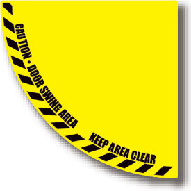 Ergomat Llc 0656-UEN DuraStripe® Half 90° Door Swing Sign, Black on Yellow, 34" x 34" image.