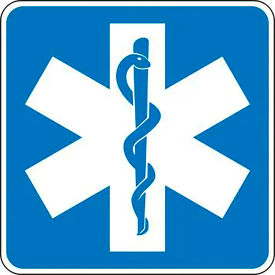 ACCUFORM MANUFACTURING FRG113HP AccuformNMC™ Star Of Life Traffic Safety Sign, HIP Aluminum, 24" x 24", White/Blue image.