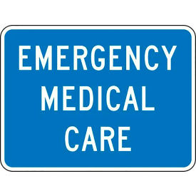 ACCUFORM MANUFACTURING FRG118HP AccuformNMC™ Emergency Medical Care Traffic Safety Sign, HIP Aluminum, 18" x 24", White/Blue image.