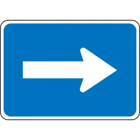 ACCUFORM MANUFACTURING FRG123HP AccuformNMC™ Left Or Right Arrow Traffic Safety Sign, HIP Aluminum, 15" x 21", White/Blue image.