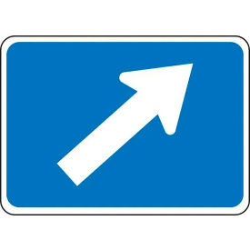 ACCUFORM MANUFACTURING FRG124HP AccuformNMC™ Diagonal Right Arrow Traffic Safety Sign, HIP Aluminum, 15" x 21", White/Blue image.