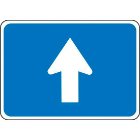 ACCUFORM MANUFACTURING FRG125HP AccuformNMC™ Straight Ahead Or Down Arrow Safety Sign, HIP Aluminum, 15" x 21", White/Blue image.