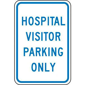 ACCUFORM MANUFACTURING FRP371RA AccuformNMC™ Hospital Visitor Parking Only Safety Sign, EGP Aluminum, 18" x 12", Blue/White image.
