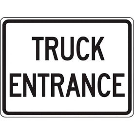 ACCUFORM MANUFACTURING FRR045RA AccuformNMC™ Truck Entrance Traffic Sign, EGP Reflective Aluminum, 18" x 24", Black/White image.