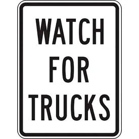 ACCUFORM MANUFACTURING FRR240RA AccuformNMC™ Watch For Trucks Traffic Sign, EGP Reflective Aluminum, 24" x 18", Black/White image.