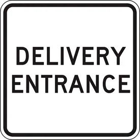 ACCUFORM MANUFACTURING FRR271RA AccuformNMC™ Delivery Entrance Traffic Sign, EGP Reflective Aluminum, 24" x 24", Black/White image.