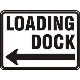 ACCUFORM MANUFACTURING FRR279RA AccuformNMC™ Loading Dock w/ Left Arrow Traffic Sign, EGP Refl Aluminum, 18" x 24", Black/White image.
