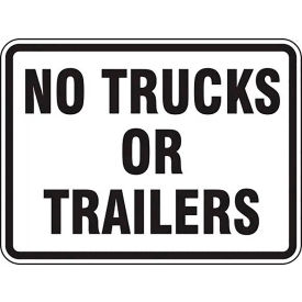 ACCUFORM MANUFACTURING FRR285RA AccuformNMC™ No Trucks Or Trailers Traffic Sign, EGP Refl. Aluminum, 18" x 24", Black/White image.