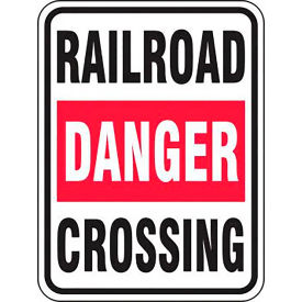 ACCUFORM MANUFACTURING FRR333RA AccuformNMC™ Danger Railroad Crossing Traffic Sign, Refl. Aluminum, 24" x 18", Black/Red/White image.
