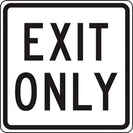 ACCUFORM MANUFACTURING FRR844RA AccuformNMC™ Exit Only Traffic Sign, EGP Reflective Aluminum, 18" x 18", Black/White image.
