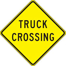 ACCUFORM MANUFACTURING FRW441RA AccuformNMC™ Truck Crossing Traffic Sign, EGP Reflective Aluminum, 24" x 24", Black/Yellow image.