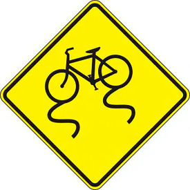 ACCUFORM MANUFACTURING FRW689HP AccuformNMC™ Bicycle Surface Condition Warning Sign, HIP Aluminum, 24" x 24", Black/Yellow image.