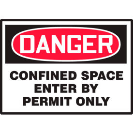 ACCUFORM MANUFACTURING LCSP280VSP Accuform LCSP280VSP Danger Confined Space By Permit Only Label, Adhesive Vinyl, 5/Pack image.