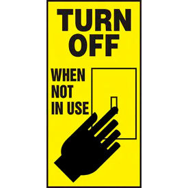 ACCUFORM MANUFACTURING LHSK506VSP AccuformNMC™ Turn Off When Not In Use Label, Adhesive Vinyl, 3" x 1-1/2", Pack of 5 image.