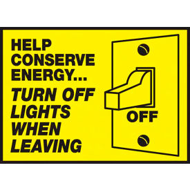 ACCUFORM MANUFACTURING LRCY511VSP AccuformNMC Help Conserve Energy Turn Off Lights When Leaving Label, Vinyl, 3-1/2" x 5", Pk of 5 image.
