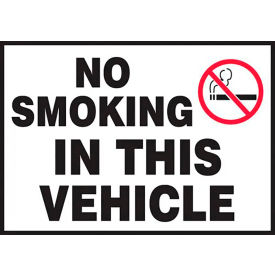 ACCUFORM MANUFACTURING LVHR518VSP AccuformNMC No Smoking In This Vehicle Sign, Adhesive Vinyl, 3-1/2" x 5", Black/Red/White, Pack of 5 image.