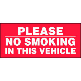 ACCUFORM MANUFACTURING LVHR552VSP AccuformNMC Please No Smoking In This Vehicle Sign, Adhesive Vinyl, 3" x 7", White/Red, Pack of 5 image.