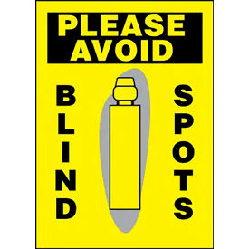 ACCUFORM MANUFACTURING LVHR562XVE AccuformNMC™ Please Avoid Blind Spots Sign, Graphic, Adhesive Dura-Vinyl, 14" x 10", Yellow image.