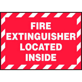 ACCUFORM MANUFACTURING LVHR565VSP AccuformNMC Fire Extinguisher Located Inside Sign, Adhesive Vinyl, 3-1/2" x 5", White/Red, Pack of 5 image.
